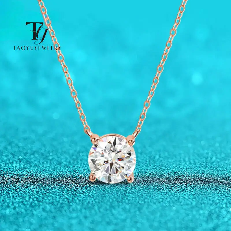 TY 925 Sterling Silver Moissanite Women's Necklace 1-5 Carat Moissanite Three Colors D Color With Certificate Fine Ewelry Gift