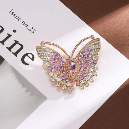 Women Rhinestone Butterfly Brooch Pin Elegant Crystal Diamond Corsage Lapel Badge for Coat Dress Accessories Luxury Jewelry