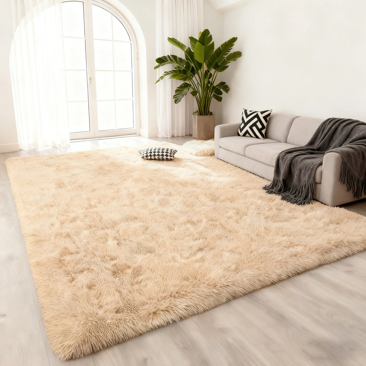 Area Rugs for Living Room Bedroom: Camel Soft Fluffy Shag Upgrade Non-Slip High Pile Carpet Large Fuzzy Plush Indoor Floor Decor Shaggy Rug Dorms Playroom Nursery Modern Hom