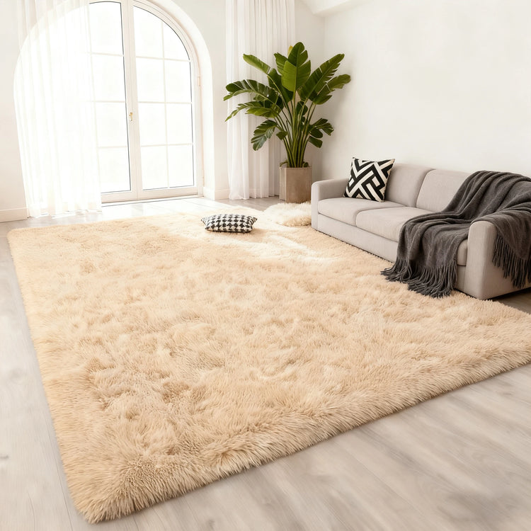 Area Rugs for Living Room Bedroom: Camel Soft Fluffy Shag Upgrade Non-Slip High Pile Carpet Large Fuzzy Plush Indoor Floor Decor Shaggy Rug Dorms Playroom Nursery Modern Hom