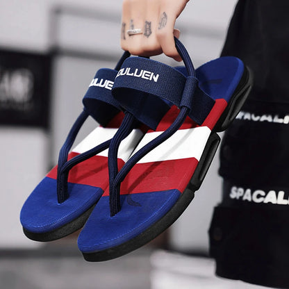 Kidmi New Men Sandals Summer Men Flat Sandals Outdoor Beach Flip-flops Fashion Home Flat Sandals Soft Non-slip Cloud Sandals