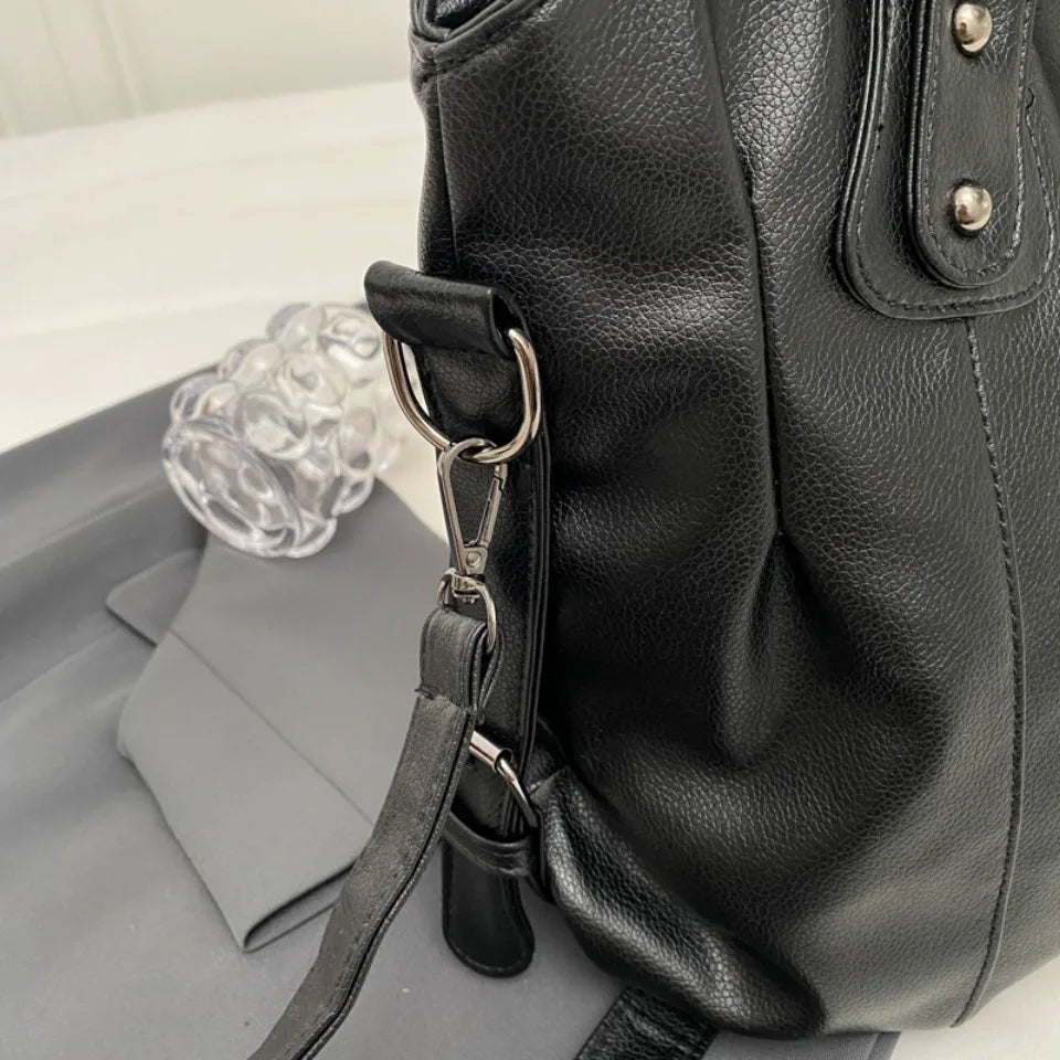 Women's Large Capacity Shoulder Casual Tote Bag Laptop Roomy Handbag Soft Leather Crossbody Business Black Big Bag A4 Sac A Main