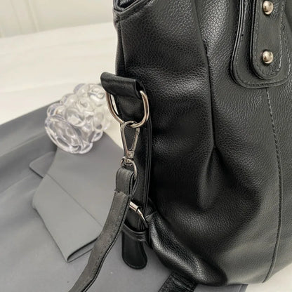 Women's Large Capacity Shoulder Casual Tote Bag Laptop Roomy Handbag Soft Leather Crossbody Business Black Big Bag A4 Sac A Main