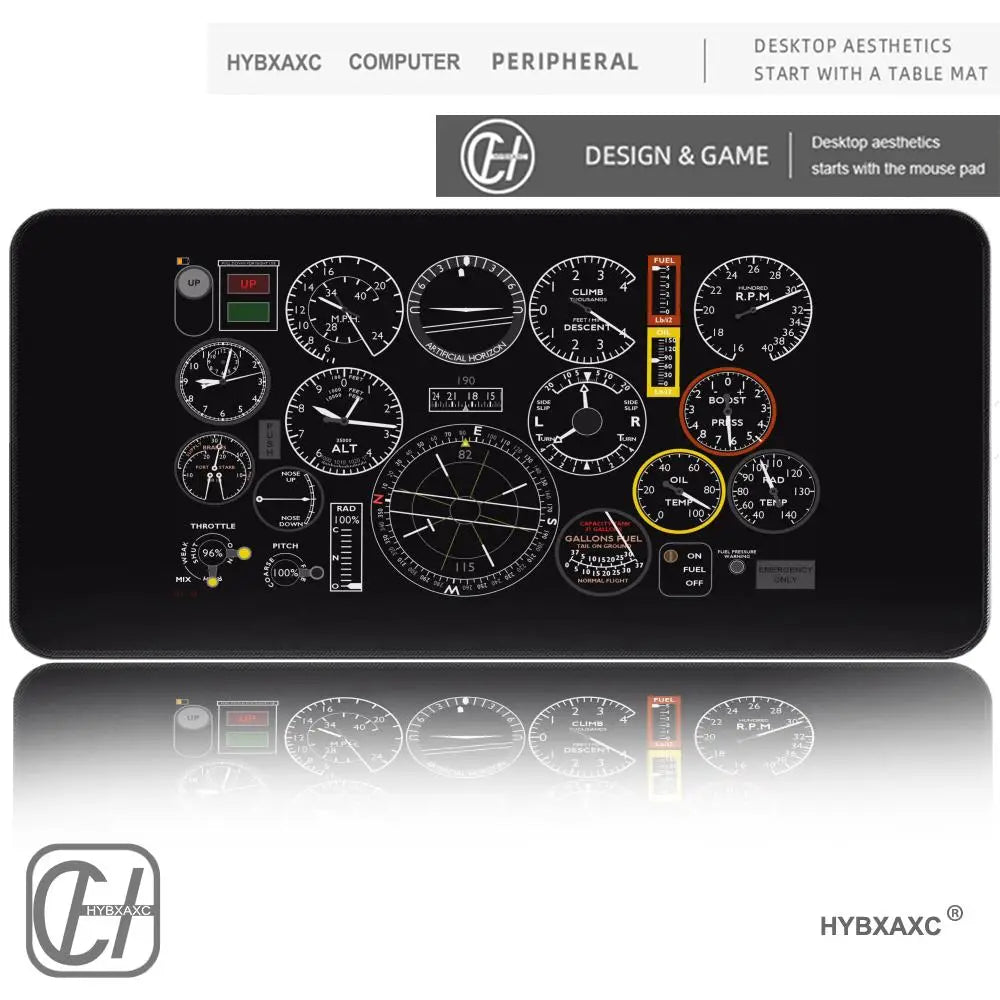 HYBXAXC Airplane Dashboard Mouse Pad Large Rubber Base Anti-slip Accessories Mousepad for Office & Gamer Keyboard Mats Decor Mat