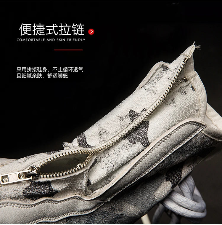 Unisex High-Top Chunky Sole Platform Boots - Winter Couple Shoes in Black and White