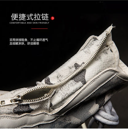 Unisex High-Top Chunky Sole Platform Boots - Winter Couple Shoes in Black and White