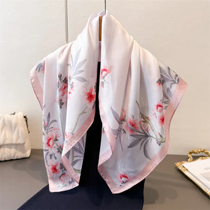 70*70cm Zebra Stripes Print Head Scarf for Women Silk Square Scarves Foulard Bandana Fashion Decorate Hijab Female Neckerchief