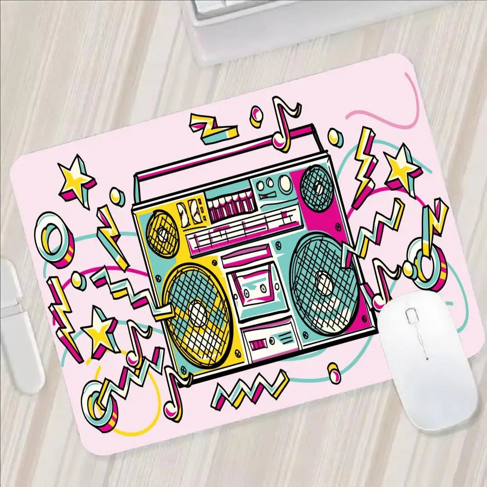 Large Anime Boombox Mouse Pad Big Gaming Desk Mat Retro Radio Printed Anti‑Slip Extra Wide Mousepad for PC Laptop Gamer