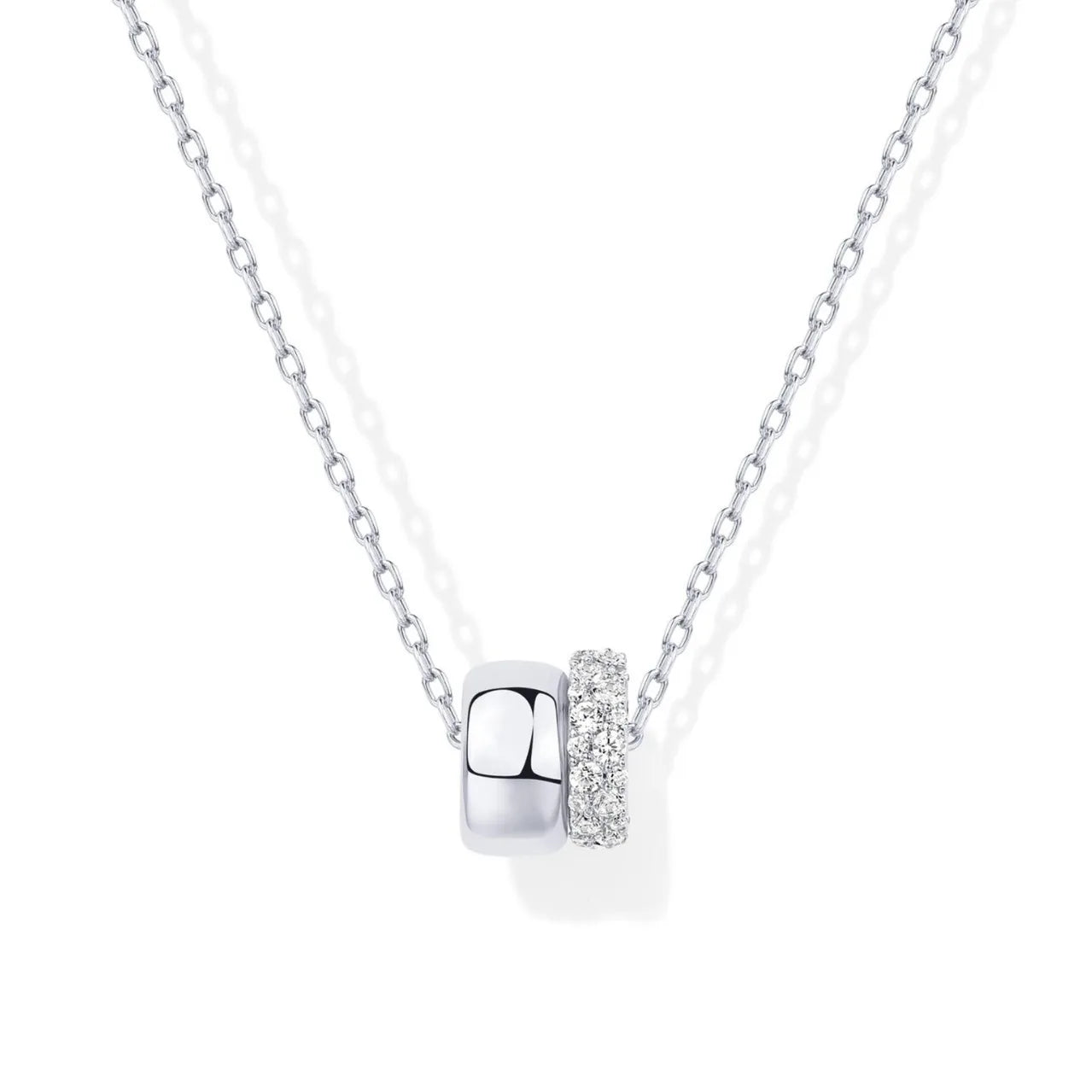 Fashion Light Luxury Diamond Double Circle Small Waist Pendant Fashion All-match Collarbone Chain Women Necklace Jewelry