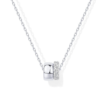Fashion Light Luxury Diamond Double Circle Small Waist Pendant Fashion All-match Collarbone Chain Women Necklace Jewelry