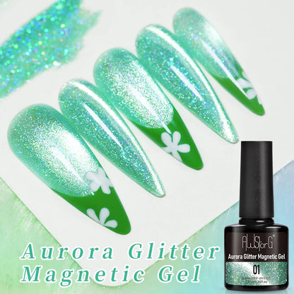 7.5ml Golden Light  Magnetic Gel Golden Gems Magnetic Gel Nail Polish Cat Nail Sparkling Glitter Semi Permanent Varnish
