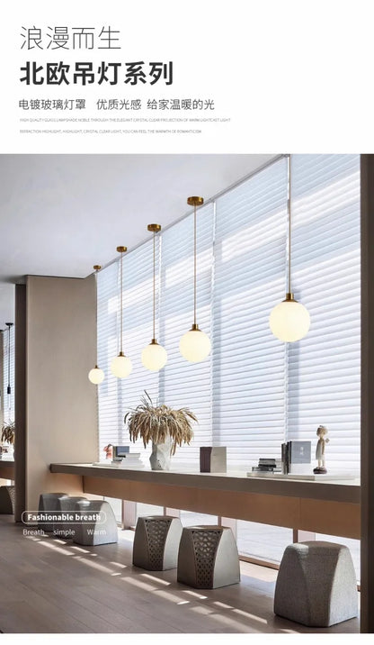 Black White Golden Ball Chandelier Lights Glass Frosted Lampshade Restaurant Bar Kitchen Hanging Lamps G9 E27 Indoor Lighting