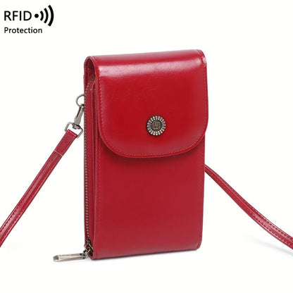 RFID Blocking Crossbody Phone Wallet Soft Leather Wallets Vintage Cell Phone Purse Versatile Female Shoulder Bags Women Handbag