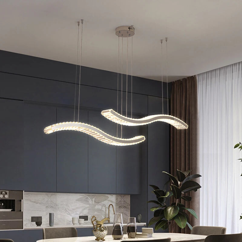 Modern Luxury LED Crystal Pendant Lights Villa Dining Room Kitchen Lighting Lustre Decor Chandeliers Indoor Bar Lights Fixture