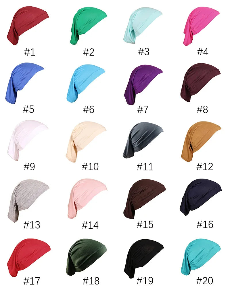 BOHOWAII Muslim Inner Under Hijab Cap Ramadan African Hat Malaysian Modal Cotton Instant Bonnet Femme Musulman Headband