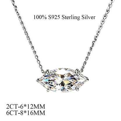 COSYA 2/6CT Marquise Cut Moissanite Necklace for Women S925 Silver Solitaire East West Lab Diamond Wedding Fine Jewelry Gift