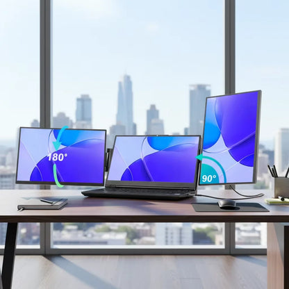 SIBOLAN 16" 2.5k Portable Dual Laptop Monitor 14" Optional 16:10 HDR 2560*1600P UHD Triple Folding Display for Laptop Windows