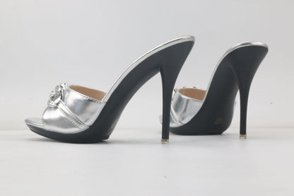 Female Summer High Heels Sexy Open Toes Slippers Luxury Rhinestone Party Dress Shoes Black Slides Sandals Women Mules Plus Size