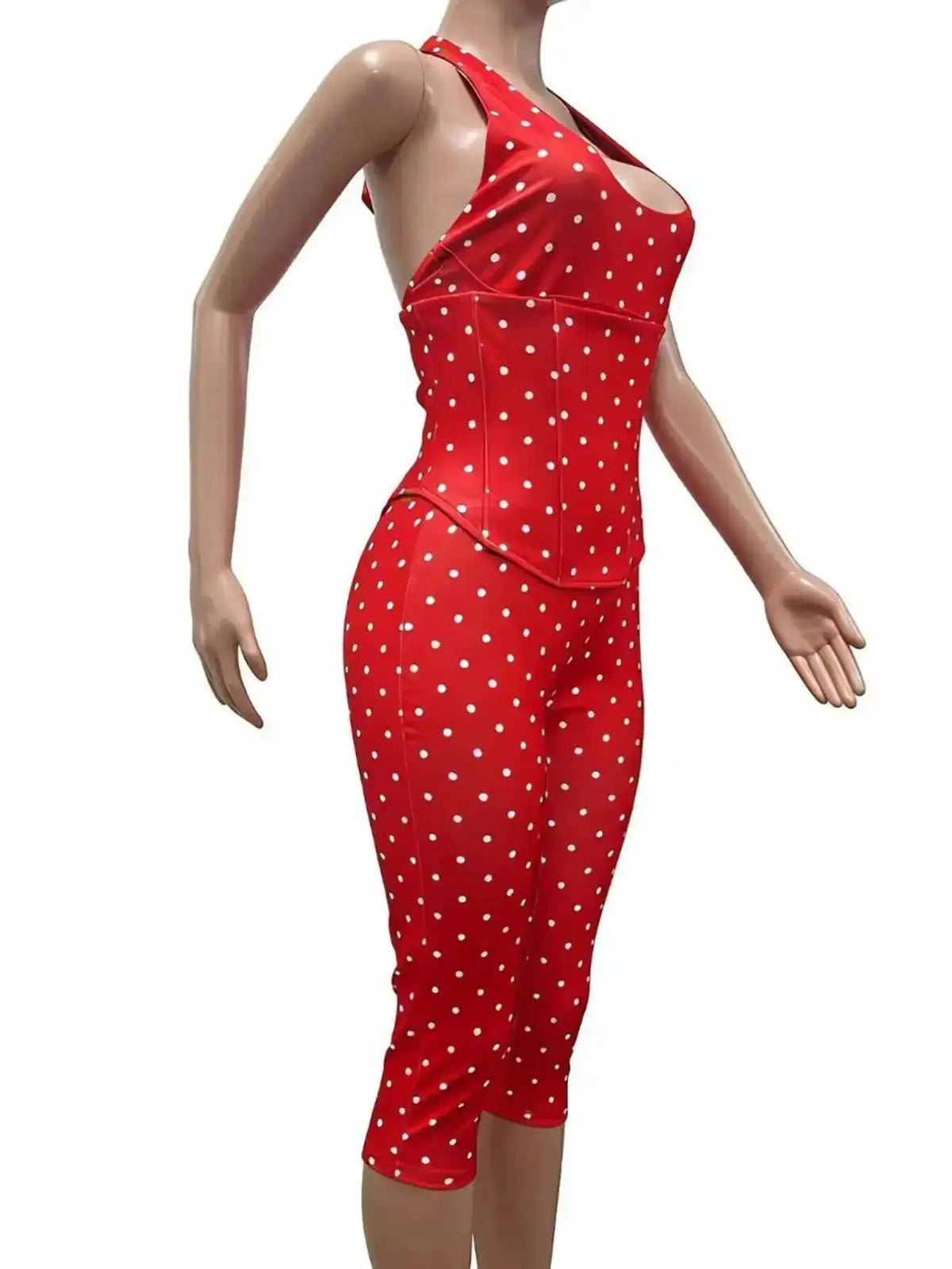 Sexy Backless Dot Print Jumpsuit Women Summer One Pieces Bodycon Jumpsuits Rompers Club Birthday Party Outfits Fashion Playsuit