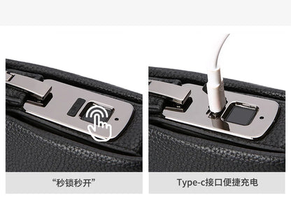 Leather Wallet FL-V1 Men Business Clutch Bag Smart Fingerprint Lock Security Anti Theft Handbag Black Safety Men Wallet сумка 가방