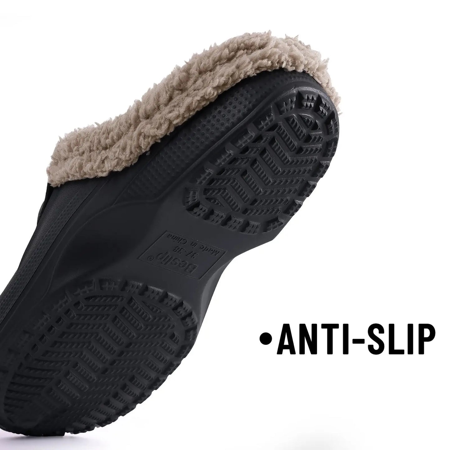 Smile Winter Fuzzy Slippers for Women Men Indoor Outdoor Fur Lined Clogs Waterproof Warm House Slippers Garden Clogs Light Shoes