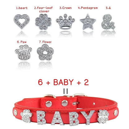 (Free Bling Rhinestone Letter)Custom Pet Cat Dog Collar Leather Puppy Collars For Small Medium Dogs Target Personalized Id Name