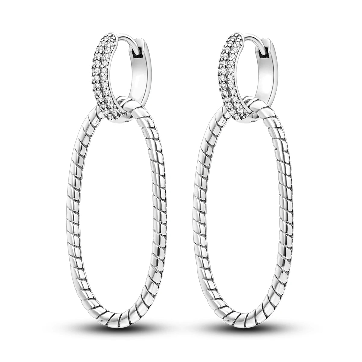 925 Sterling Silver Original Hoop Earring For Woman Luxury  Pendientes Wedding Jewelry Gift