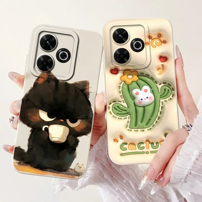 Casing For Redmi 13 Case 13 5G Cute Cat Fashion Luxury Flowers Silicone Shockproof Back Cover For Redmi 13 5G Phone Case Bumper