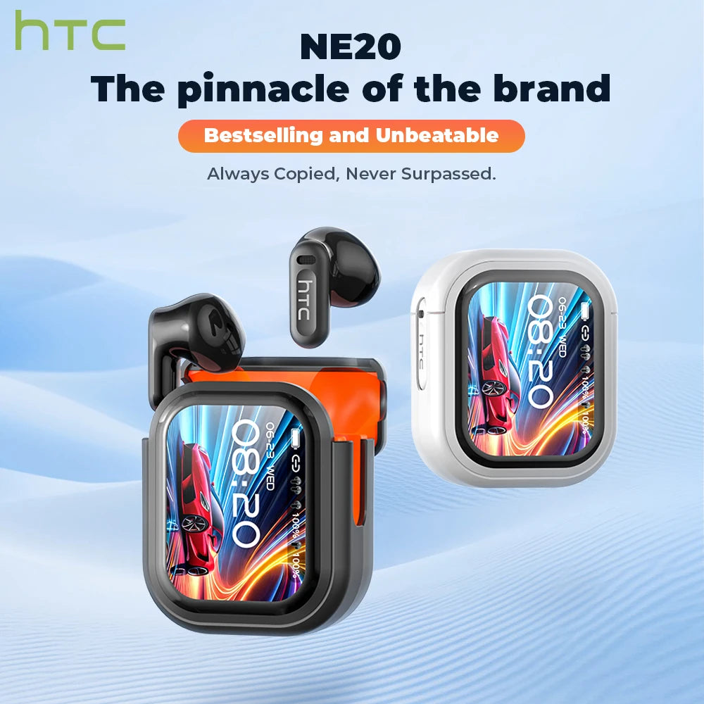 HTC NE20 AI Translation Earbuds - ANC Noise Cancelling, Touch Screen, 135 Lang. Support, Business Conference, Travel Headphones