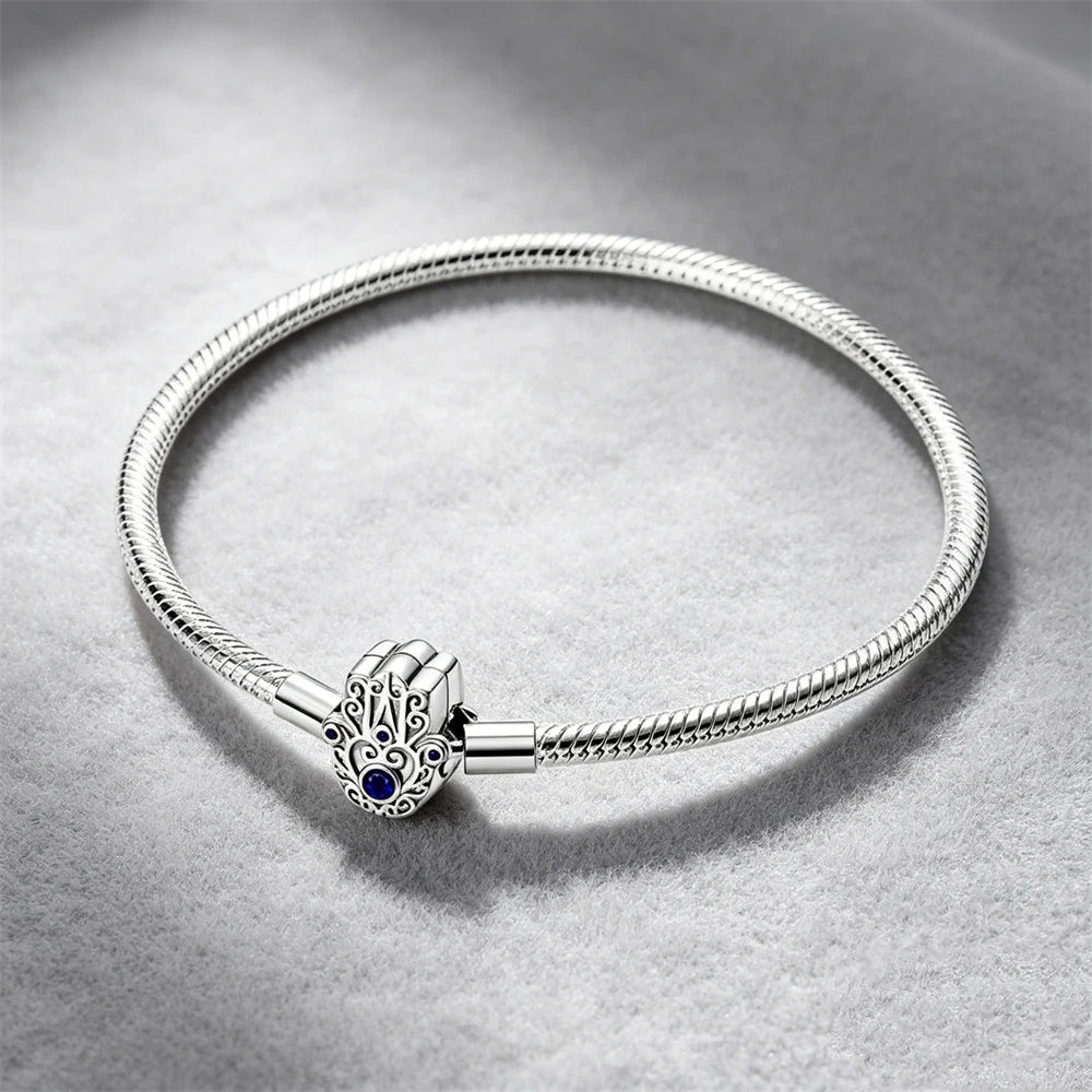 2026 Hot Selling 925 Silver Heart Shaped Buckle Snake Chain Sparkling Zircon Original Bracelet Women Fashionable Luxury Jewelry