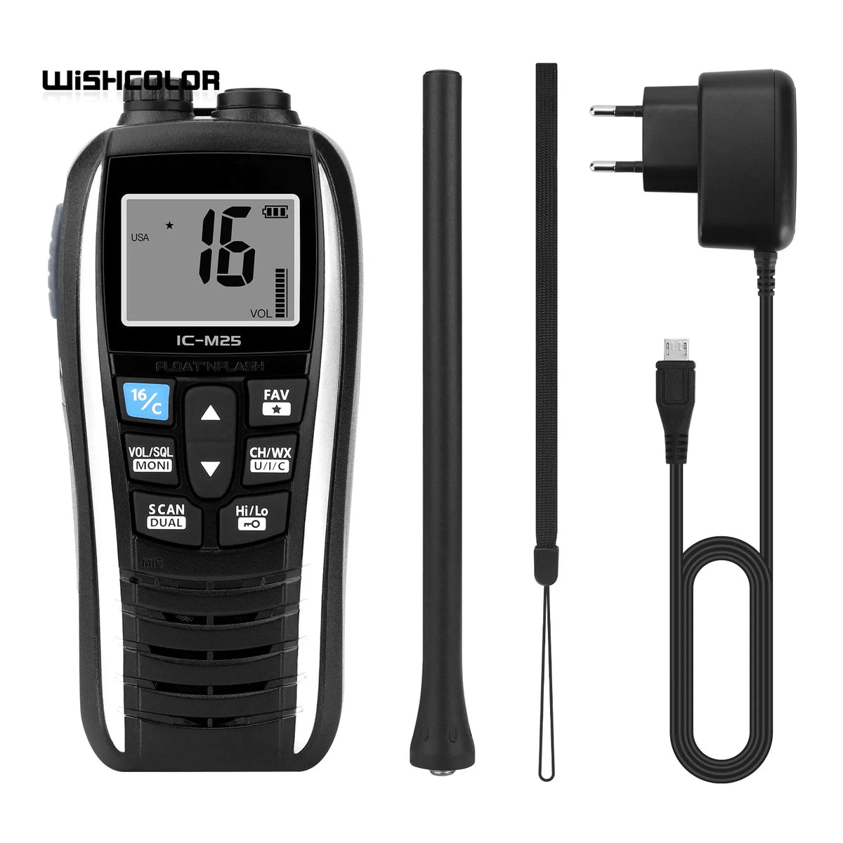 Wishcolor IC-M25 Marine Walkie Talkie VHF Marine Radio 5KM 5W Waterproof Handheld Transceiver For ICOM