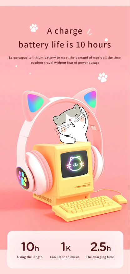 Cat Shaped Wireless Bluetooth Earphones Handsfree Earbuds with Microphone for All Phones Fashion Headphoens Game Headset