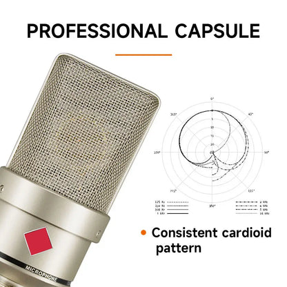 103 Professional Large Diaphragm Condenser Studio Microphone for Vocal Recording Podcast Broadcasting Live Streaming
