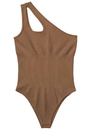 Women's Yoga Bodysuit Solid Color Sleeveless Sexy Fitness Workout Breathable One Shoulder Sport Yoga Tight Bodysuit