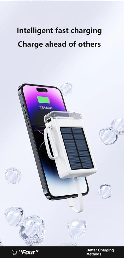 Lenovo 50000mAh Fast Charging solar compact portable LED light mobile power bank built-in cable power bank suitable for iPhone