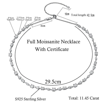 MUXIFC Full Moissanite Tennis Necklace Pear Oval Marquise Cut Lab Diamond Choker For Women S925 Silver Wedding Clavicle Chain