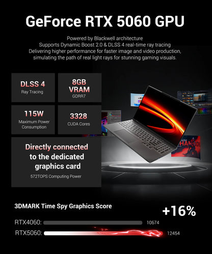 FIREBAT Huan 16 Pro AMD Ryzen 7 H 255 RTX 5060 DDR5 16GB RAM 512GB SSD WiFi6 BT5.3 16inch 2.5K 240Hz Screen gaming laptop