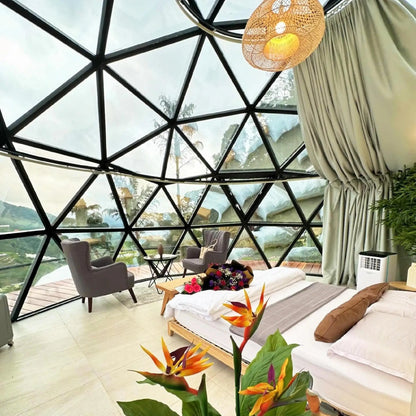 Customized Luxury Glass Dome Tent Transparent Geodesic Dome House Aluminum Frame Outdoor Resort Hotel Glamping Camping