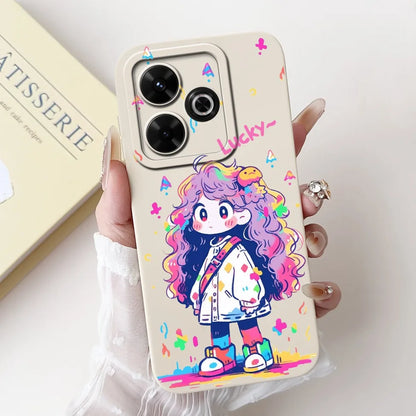 Casing For Redmi 13 Case 13 5G Cute Cat Fashion Luxury Flowers Silicone Shockproof Back Cover For Redmi 13 5G Phone Case Bumper