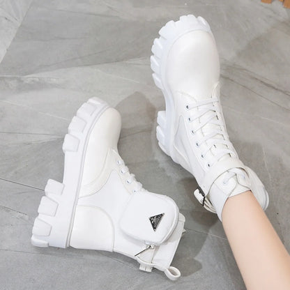 Platform New Women Boots Motorcycle Shoes Woman Leather Minimalist Classic Punk Female Goth Shoes Casual Boots Women Mary Jane