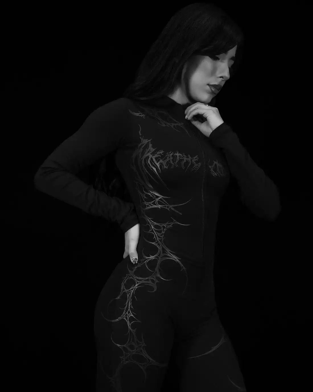 European and American popular zippered long-sleeved trouser jumpsuit slim fit hip-lifting sportswear yoga wear