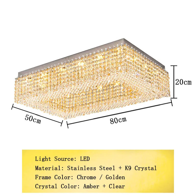 Champagne Crystal Waterfall Bead Modern Ceiling Lights LED Lamps Lighting Fixture for Living Room Lustres Home Decor Lampara
