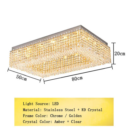 Champagne Crystal Waterfall Bead Modern Ceiling Lights LED Lamps Lighting Fixture for Living Room Lustres Home Decor Lampara