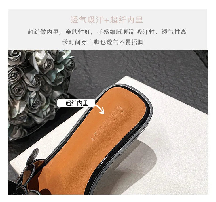 Luxury Floral Petal Flat Sandals Women 2025 Casual Slides Open Toe Sandalias Mujer Flipflops Home Slippers Femme Pantuflas Shoes