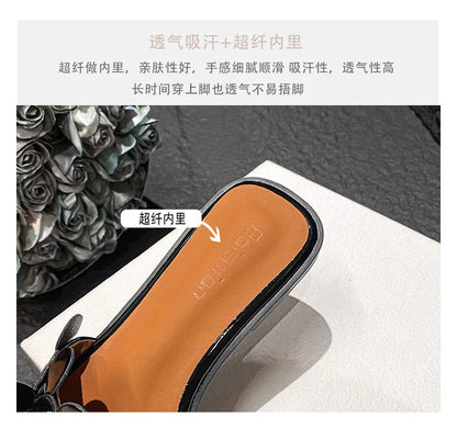 Luxury Floral Petal Flat Sandals Women 2025 Casual Slides Open Toe Sandalias Mujer Flipflops Home Slippers Femme Pantuflas Shoes