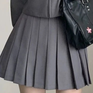 Basic Grey Sailor Suit Set, School Uniform, Preppy Style, Short-sleeved, Long-sleeved, and Short-skirted.