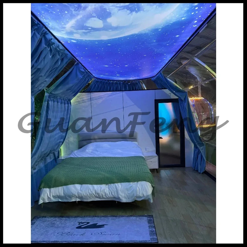 7.8M Luxury Transparent PC Starry Geodesic Dome Tent, Round Clear Igloo Cabin For Resort Hotel Catering And Celebration Events