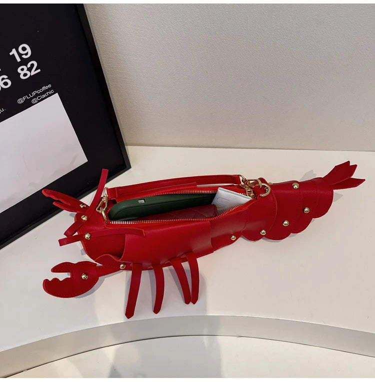 PU Zipper Commuting Crossbody Bags Lobster Shape Niche 2025 High Quality Ladies Bags Solid Color Rivet Fashion Shoulder Bags