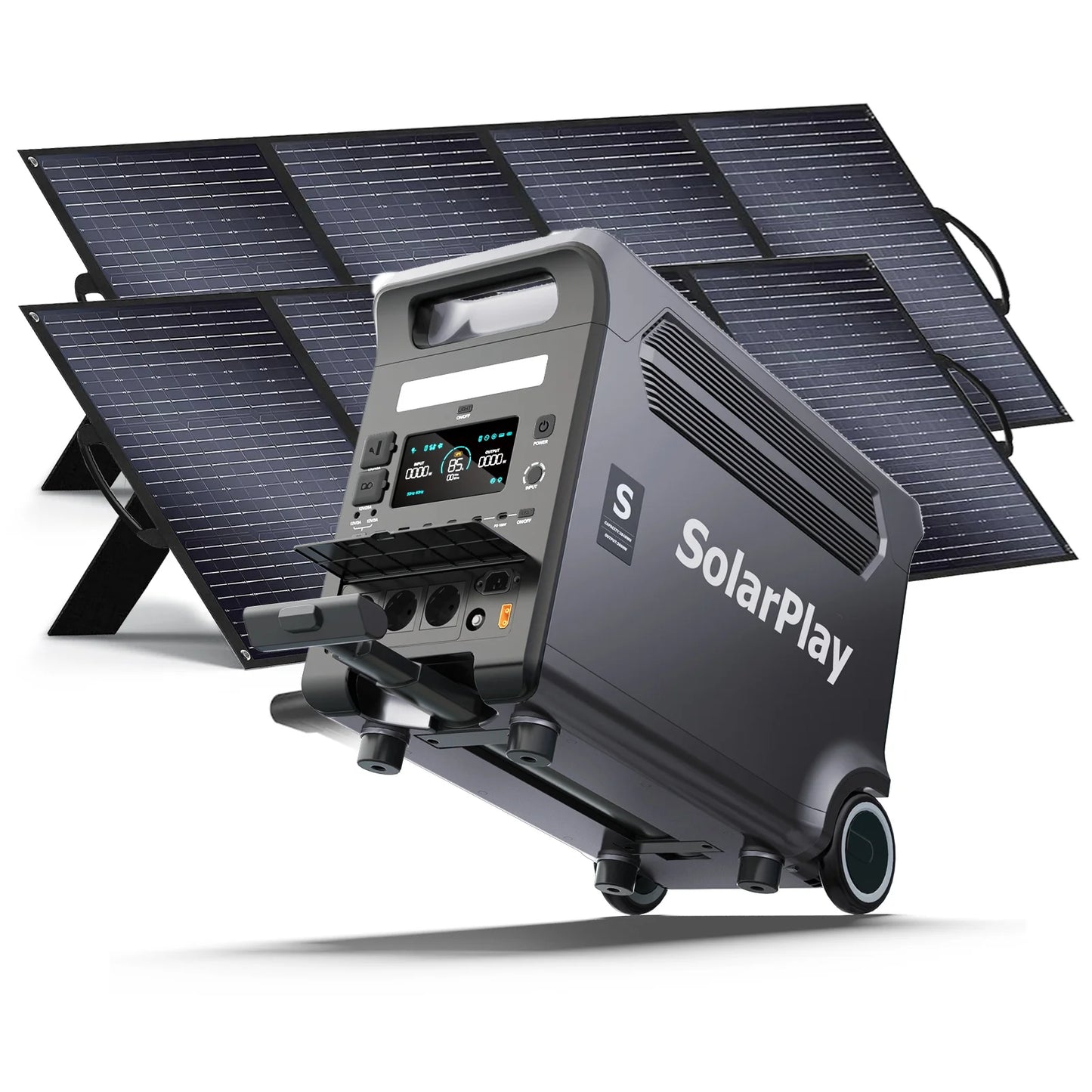 SOLARPLAY 3600W Portable Power Station 3840Wh Large Capacity Emergency Backup Power Q3600 Supply 400W Foldable Solar Panel Kit for Outdoor Camping RV Off-Grid Use