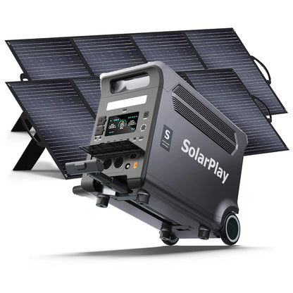 SOLARPLAY 3600W Portable Power Station 3840Wh Large Capacity Emergency Backup Power Q3600 Supply 400W Foldable Solar Panel Kit for Outdoor Camping RV Off-Grid Use